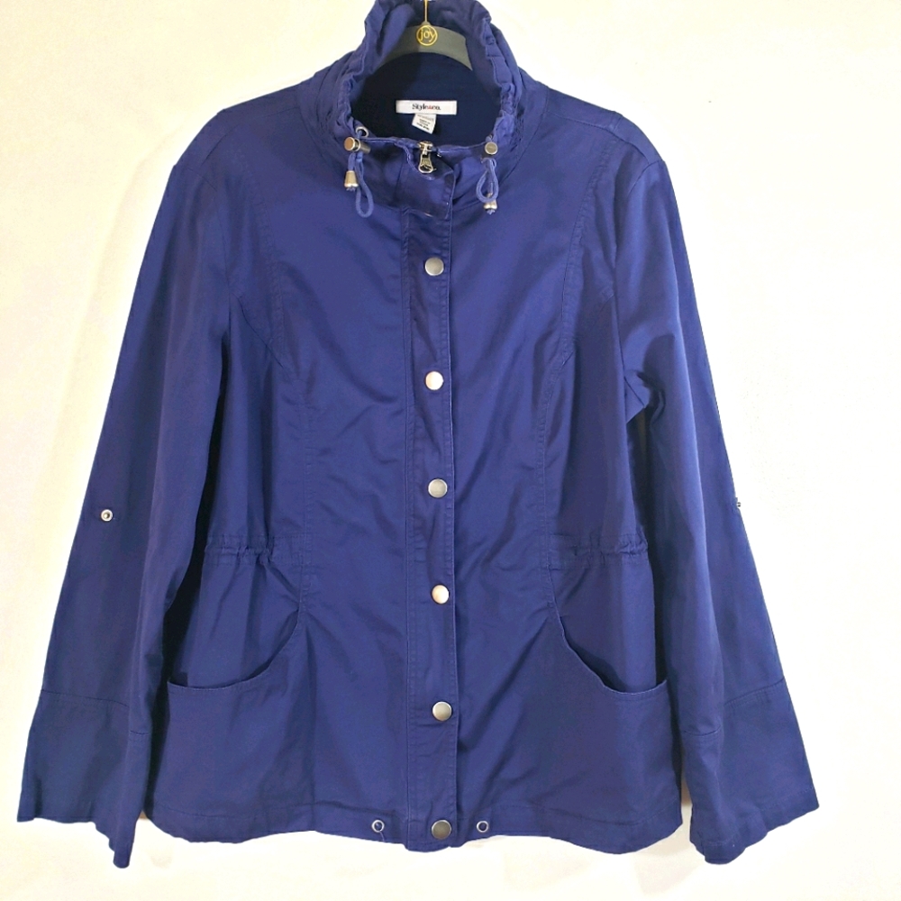 STYLE & CO. navy lightweight tab sleeve jacket